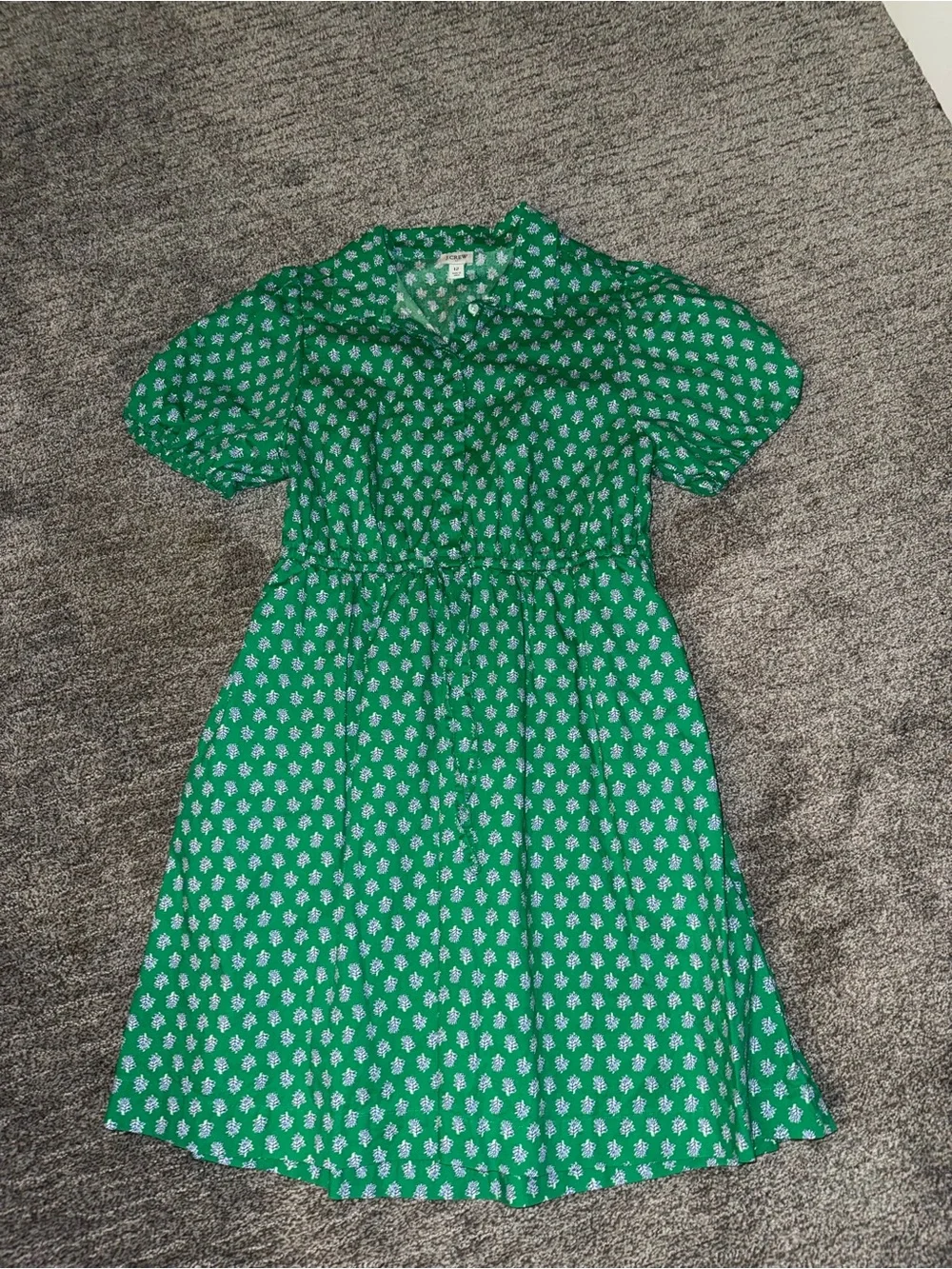 J. Crew Green Floral Dress with Peter Pan Collar